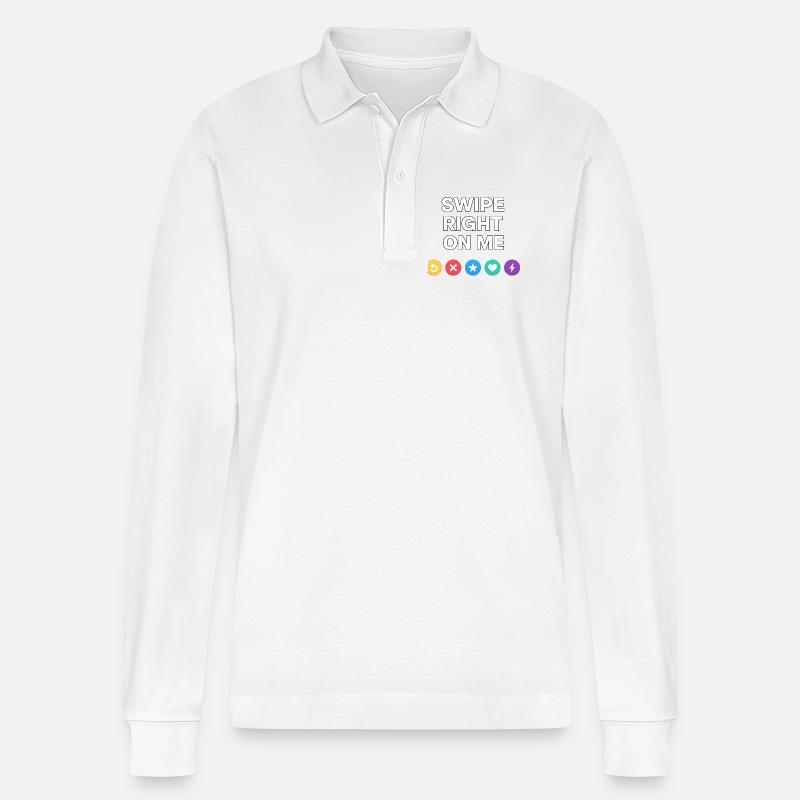 Swipe Right On Me - Dating Design - Stanley/Stella Unisex Bio-Langarm-Poloshirt Prepster - Weiß