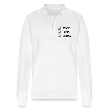 GREAT-GRANDMOTHER Checklist - Stanley/Stella Organic Unisex Long-Sleeved Polo Shirt Prepster - white - Front - Anna (173cm) & Nico (186cm)