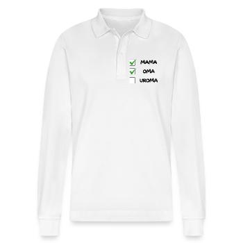 OMA Checklist - Stanley/Stella Organic Unisex Long-Sleeved Polo Shirt Prepster - white - Front - Anna (173cm) & Nico (186cm)