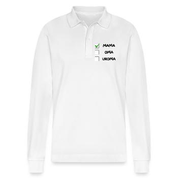 MAMA Checklist - Stanley/Stella Organic Unisex Long-Sleeved Polo Shirt Prepster - white - Front - Anna (173cm) & Nico (186cm)