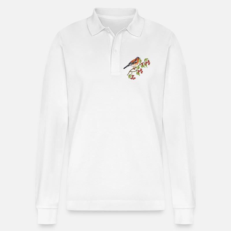 Bunter Vogel - Stanley/Stella Unisex Bio-Langarm-Poloshirt Prepster - Weiß