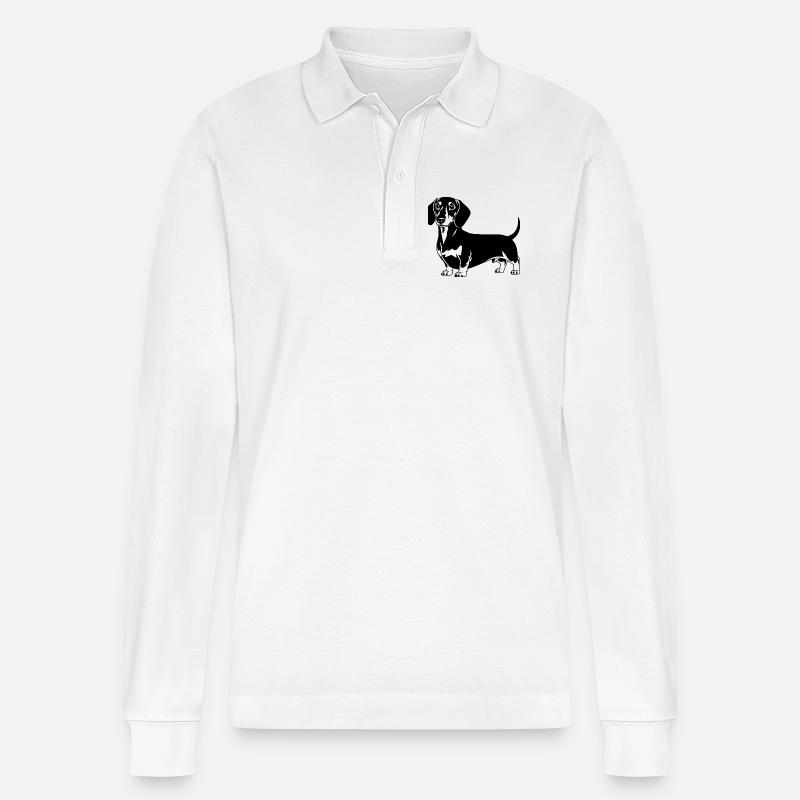 Dackel - Stanley/Stella Unisex Bio-Langarm-Poloshirt Prepster - Weiß