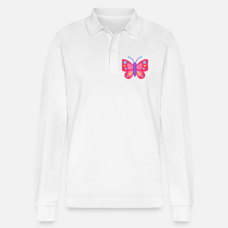 Farbiger Schmetterlingstraum - Stanley/Stella Unisex Bio-Langarm-Poloshirt Prepster - Weiß