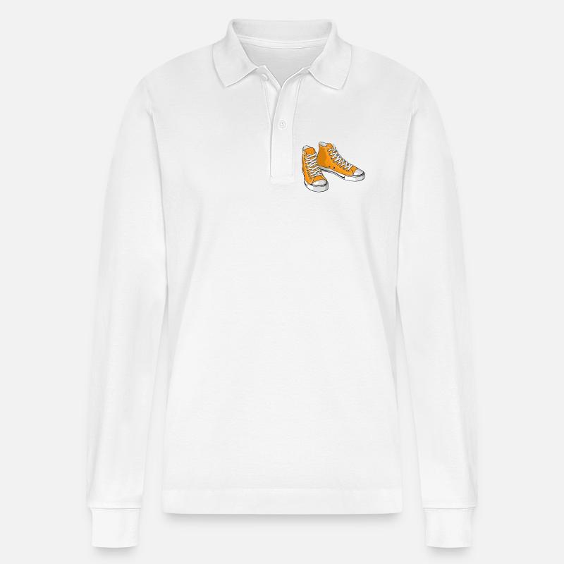 Baskets oranges - Polo à manches longues bio PREPSTER Stanley/Stella Unisexe - blanc
