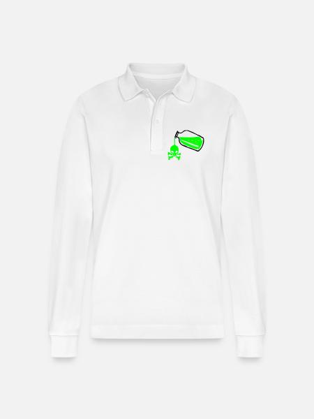 Poison bottle with a skull - Stanley/Stella Organic Unisex Long-Sleeved Polo Shirt Prepster - white