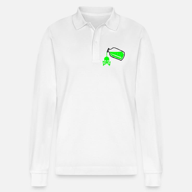 Gift Flasche mit Totenkopf - Stanley/Stella Unisex Bio-Langarm-Poloshirt Prepster - Weiß