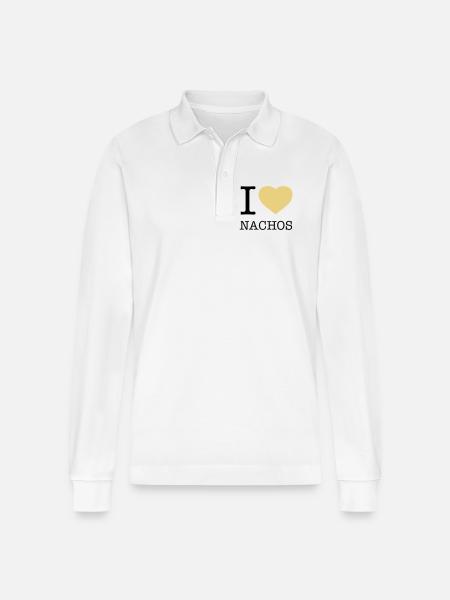 I LOVE NACHOS - Stanley/Stella Organic Unisex Long-Sleeved Polo Shirt Prepster - white