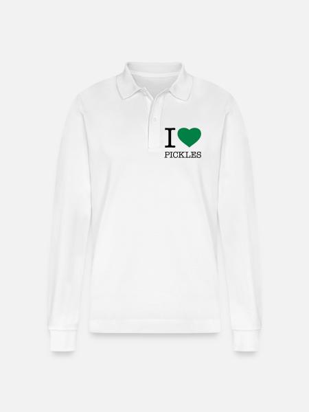 I LOVE PICKLES - Stanley/Stella Unisex Bio-Langarm-Poloshirt Prepster - Weiß