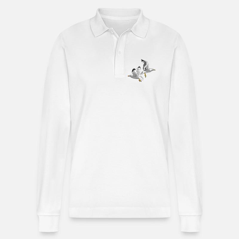 moewe vogel urlaub - Stanley/Stella Unisex Bio-Langarm-Poloshirt Prepster - Weiß