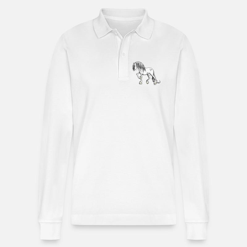 Edles Barockpferd - Stanley/Stella Unisex Bio-Langarm-Poloshirt Prepster - Weiß