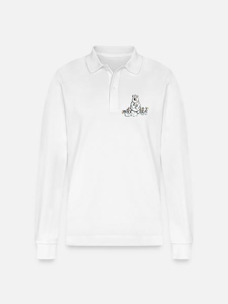 Polar Bear with Penguins - Stanley/Stella Organic Unisex Long-Sleeved Polo Shirt Prepster - white