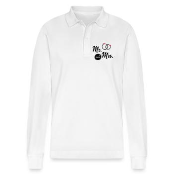 wedding - Stanley/Stella Organic Unisex Long-Sleeved Polo Shirt Prepster - white - Front - Anna (173cm) & Nico (186cm)