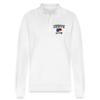 EU Deutschland Flagge Pinselmischung - Stanley/Stella Unisex Bio-Langarm-Poloshirt Prepster - Weiß - Vorne - Anna (173cm) & Nico (186cm)