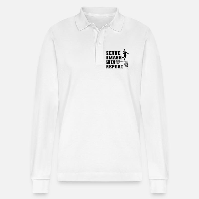 Servir Smash Win Repeat - Polo à manches longues bio PREPSTER Stanley/Stella Unisexe - blanc
