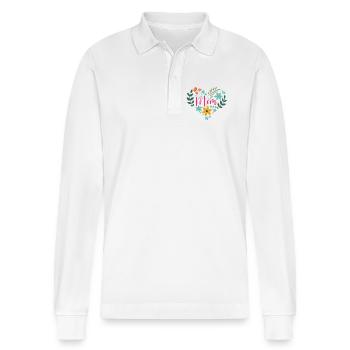 Beste Mutter aller Zeiten - Stanley/Stella Unisex Bio-Langarm-Poloshirt Prepster - Weiß - Vorne - Anna (173cm) & Nico (186cm)