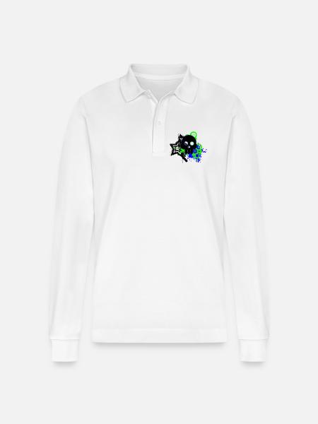Neon Schädel Spritzer - Stanley/Stella Unisex Bio-Langarm-Poloshirt Prepster - Weiß