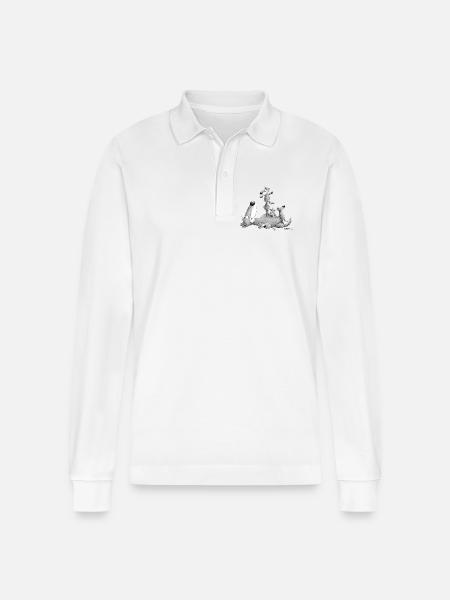 Funny wolf pack family - Stanley/Stella Organic Unisex Long-Sleeved Polo Shirt Prepster - white