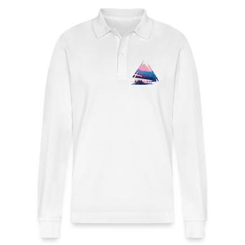 Triangle du coucher de soleil de Pastel Mountain - Polo à manches longues bio PREPSTER Stanley/Stella Unisexe - blanc - Devant - Anna (173cm) & Nico (186cm)