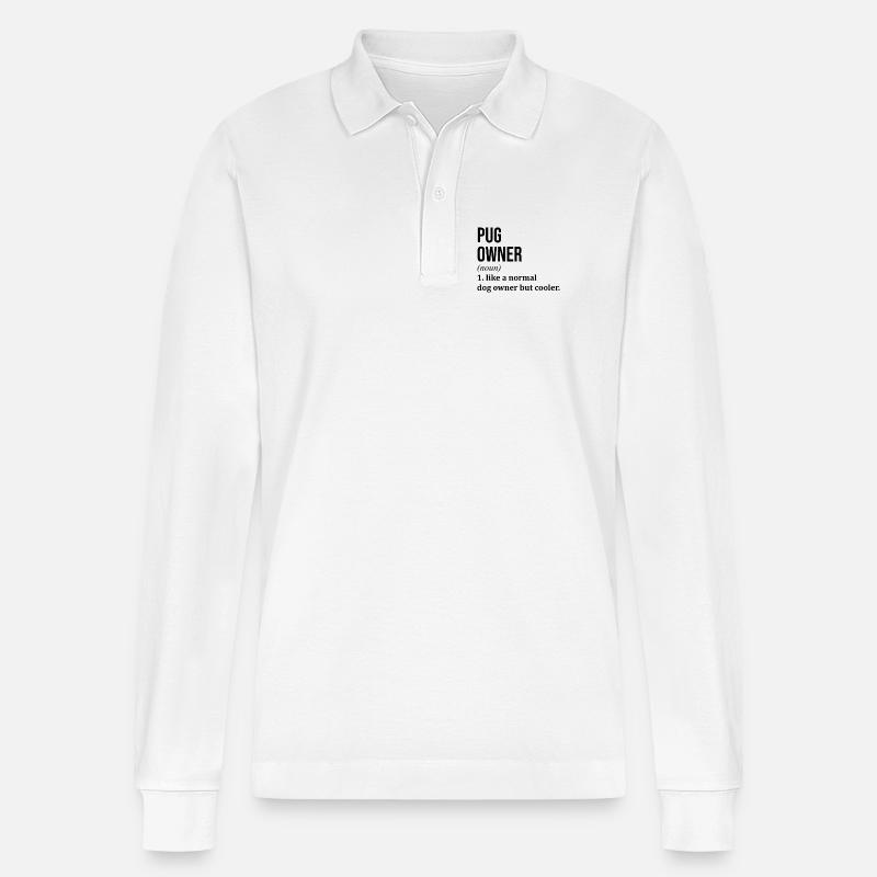 Mops - Stanley/Stella Unisex Bio-Langarm-Poloshirt Prepster - Weiß