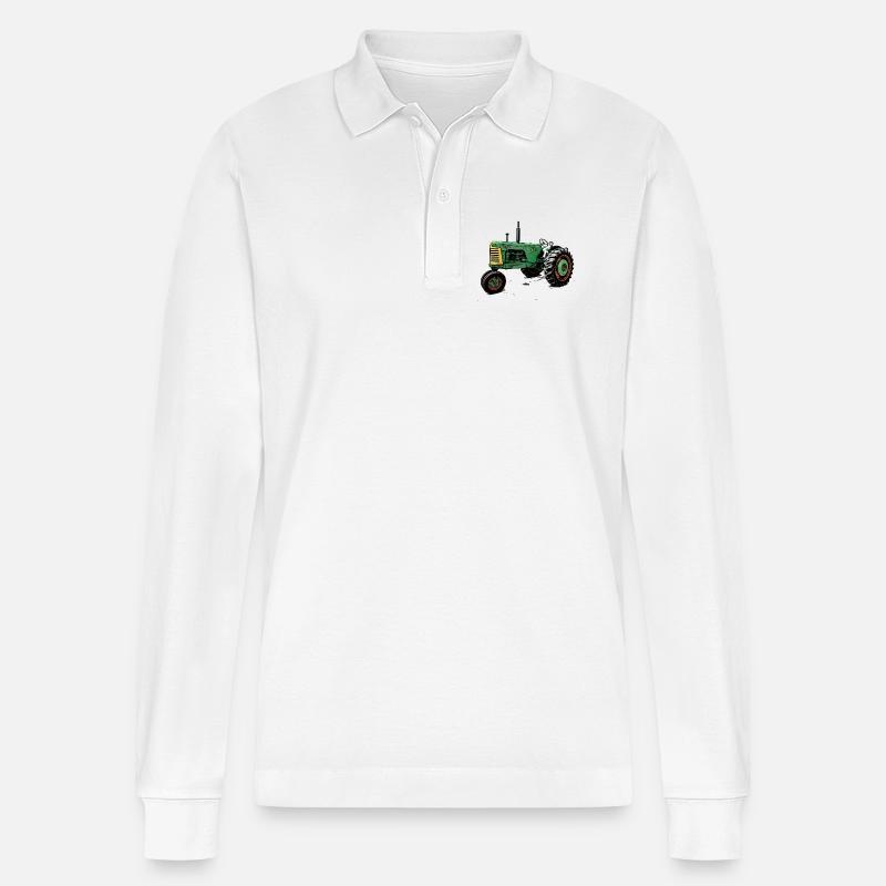 Oliver 88 Traktor - Stanley/Stella Unisex Bio-Langarm-Poloshirt Prepster - Weiß