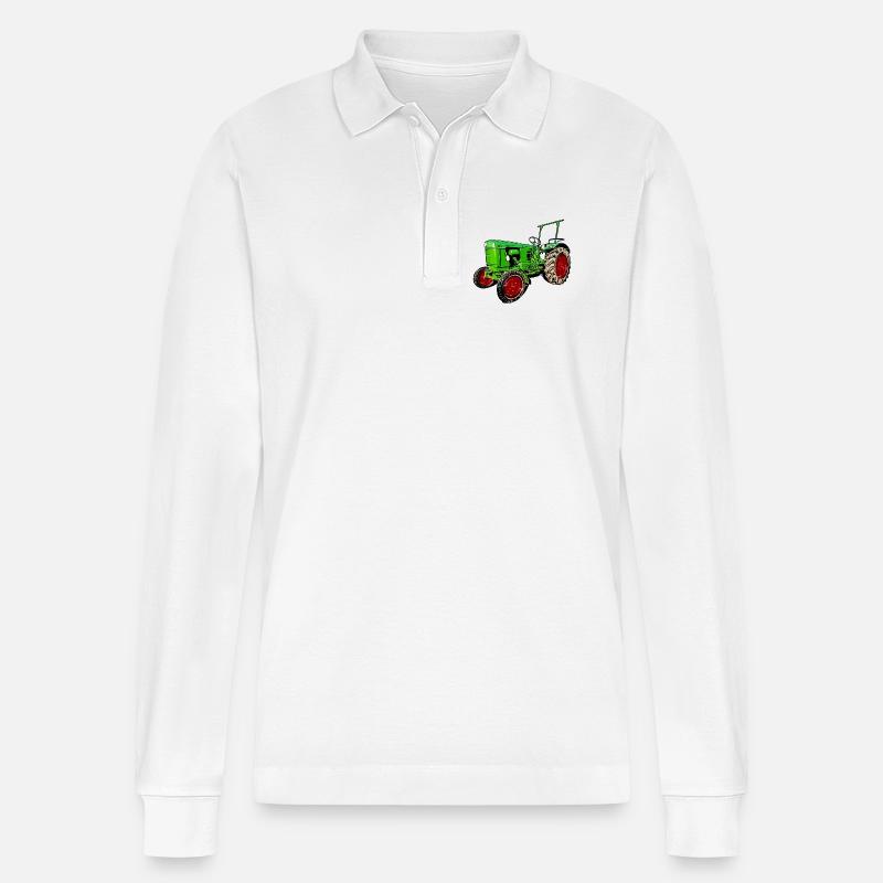 Alter Traktor Deutz D25 - Stanley/Stella Unisex Bio-Langarm-Poloshirt Prepster - Weiß