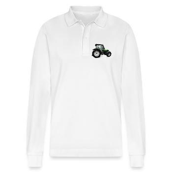Traktor AGROTRON K110 - Stanley/Stella Unisex Bio-Langarm-Poloshirt Prepster - Weiß - Vorne - Anna (173cm) & Nico (186cm)