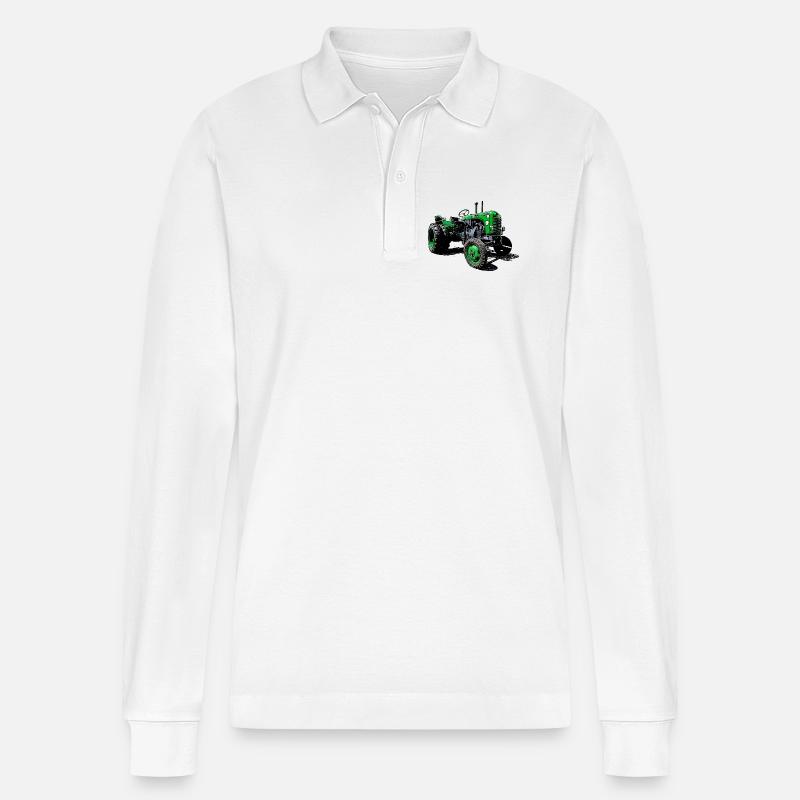 Traktor Steyr 80 - Stanley/Stella Unisex Bio-Langarm-Poloshirt Prepster - Weiß