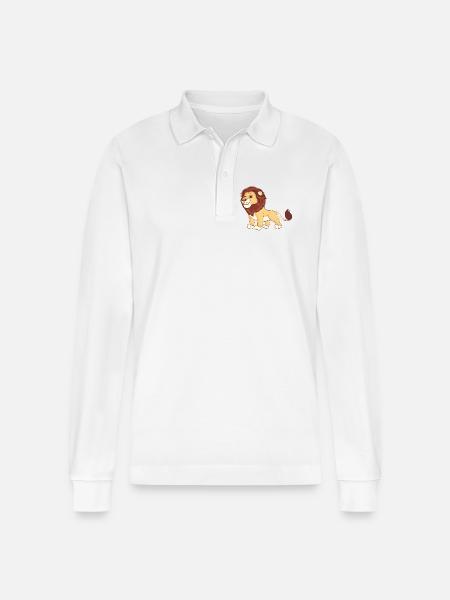 A magnificent lion - Stanley/Stella Organic Unisex Long-Sleeved Polo Shirt Prepster - white