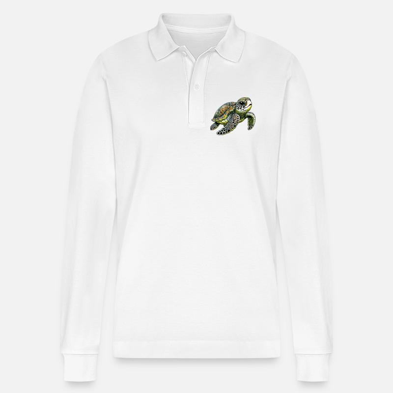 Schildkröte - Stanley/Stella Unisex Bio-Langarm-Poloshirt Prepster - Weiß