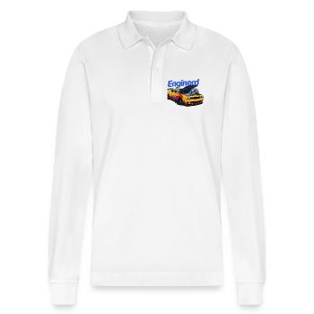 Muscle Car Being Worked On By Mechanic - Stanley/Stella Organic Unisex Long-Sleeved Polo Shirt Prepster - white - Front - Anna (173cm) & Nico (186cm)