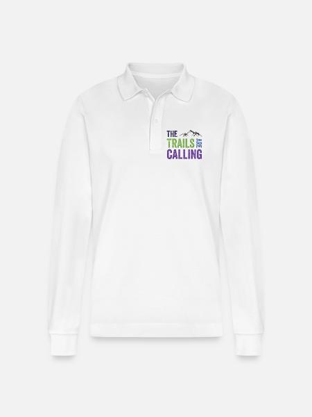 The Trails Are Calling - Stanley/Stella Organic Unisex Long-Sleeved Polo Shirt Prepster - white