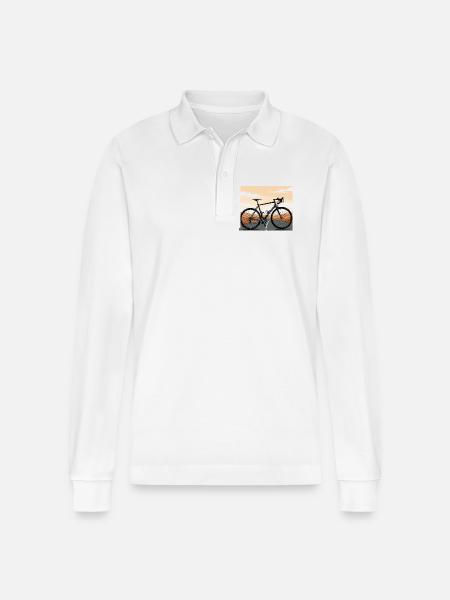 Dynamic bike in sunset - Stanley/Stella Organic Unisex Long-Sleeved Polo Shirt Prepster - white