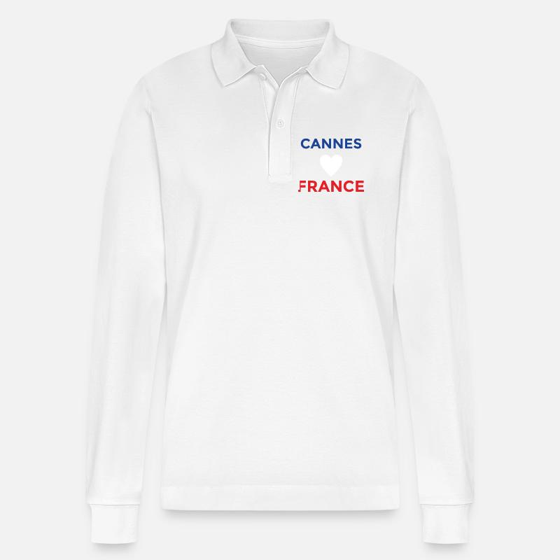 Cannes Liebe Frankreich Design - Stanley/Stella Unisex Bio-Langarm-Poloshirt Prepster - Weiß
