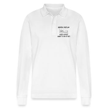 Newtons erstes Gesetz - Stanley/Stella Unisex Bio-Langarm-Poloshirt Prepster - Weiß - Vorne - Anna (173cm) & Nico (186cm)