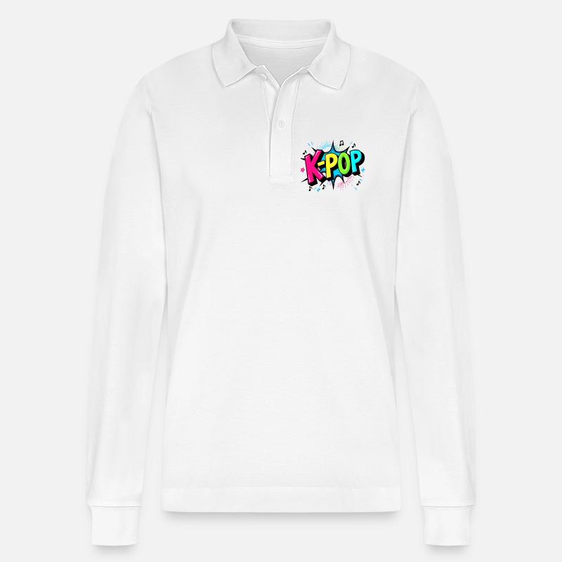 K-Pop Power – Buntes Fan Design - Stanley/Stella Unisex Bio-Langarm-Poloshirt Prepster - Weiß