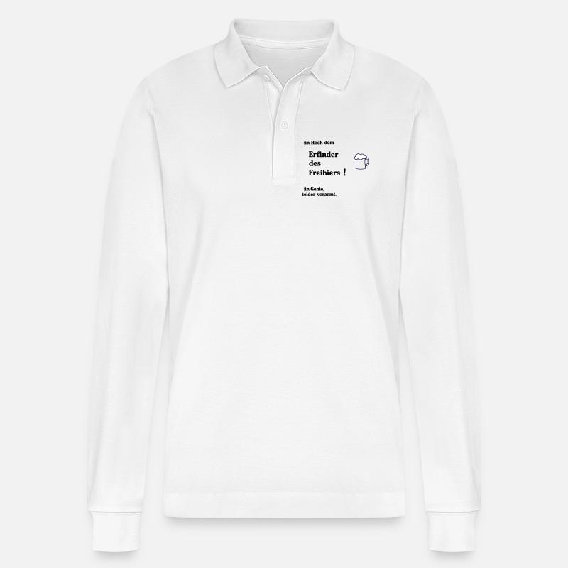 Erfinder des Freibiers - Stanley/Stella Unisex Bio-Langarm-Poloshirt Prepster - Weiß
