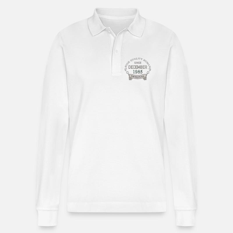 Since_December_1985 - Stanley/Stella Unisex Bio-Langarm-Poloshirt Prepster - Weiß