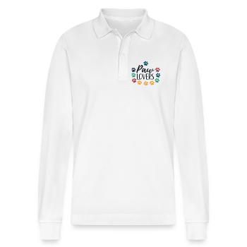 Pfotenliebhaber lieben bunte Tiere - Stanley/Stella Unisex Bio-Langarm-Poloshirt Prepster - Weiß - Vorne - Anna (173cm) & Nico (186cm)