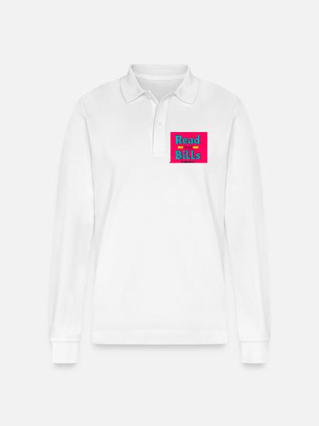 Read My Bills Neon Design - Stanley/Stella Organic Unisex Long-Sleeved Polo Shirt Prepster - white