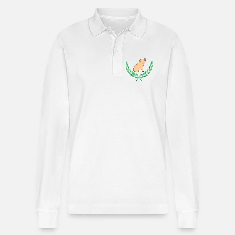 Couronne de cochon en laurier vert - Polo à manches longues bio PREPSTER Stanley/Stella Unisexe - blanc