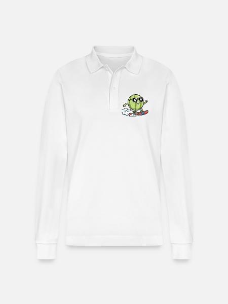 Watermelon Surfs Cartoon Cool Summer Vibes - Stanley/Stella Organic Unisex Long-Sleeved Polo Shirt Prepster - white
