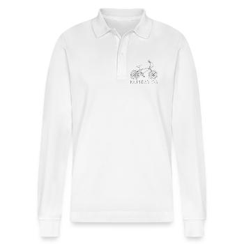 Kaum Radlos BMX Humor Wortspiel - Stanley/Stella Unisex Bio-Langarm-Poloshirt Prepster - Weiß - Vorne - Anna (173cm) & Nico (186cm)