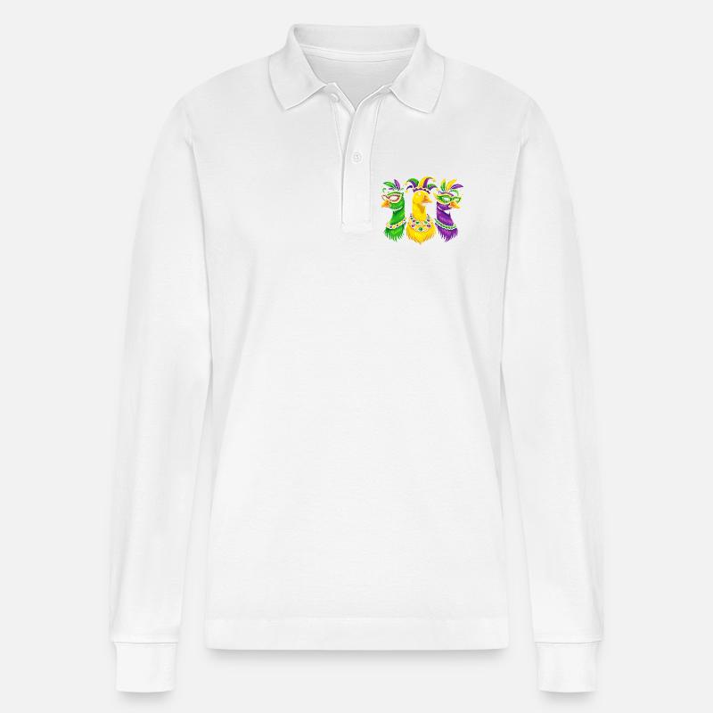 Karnevalstrio der Maskenvögel - Stanley/Stella Unisex Bio-Langarm-Poloshirt Prepster - Weiß