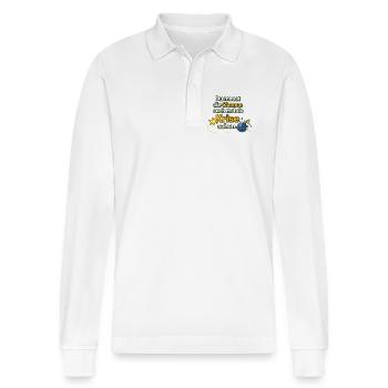 Opportunity as Crisis Saying Design - Stanley/Stella Organic Unisex Long-Sleeved Polo Shirt Prepster - white - Front - Anna (173cm) & Nico (186cm)