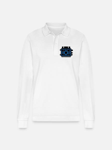 Microchip PCB IT Logo - Stanley/Stella Organic Unisex Long-Sleeved Polo Shirt Prepster - white
