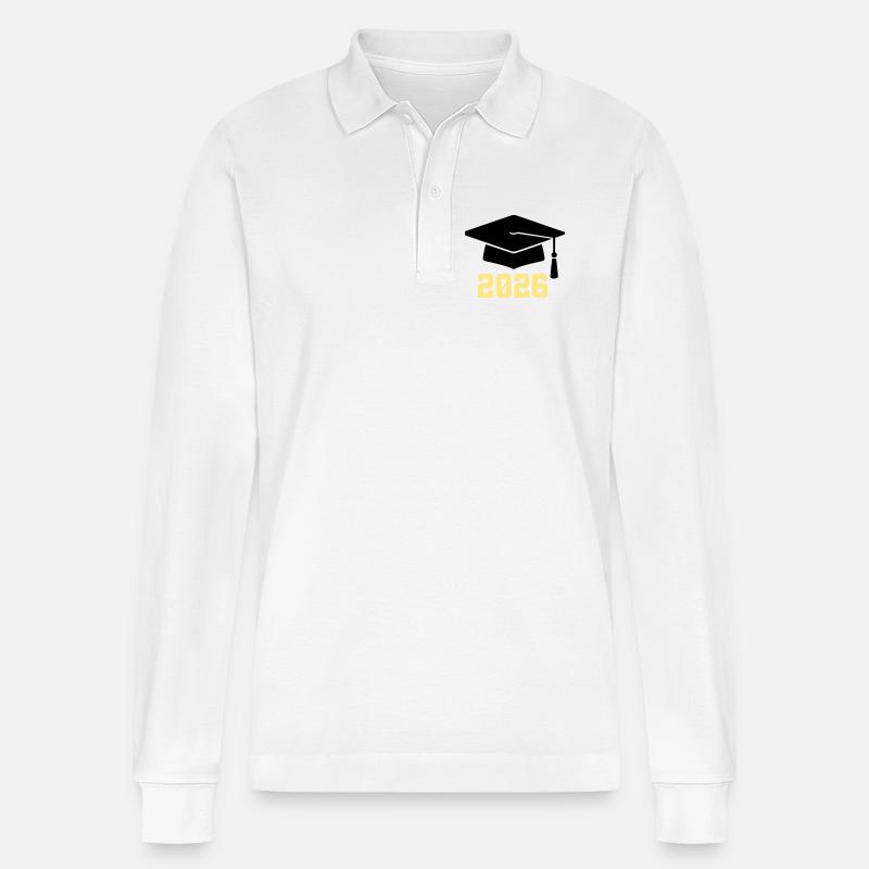 Absolvent 2026 Bachelor Hut - Stanley/Stella Unisex Bio-Langarm-Poloshirt Prepster - Weiß