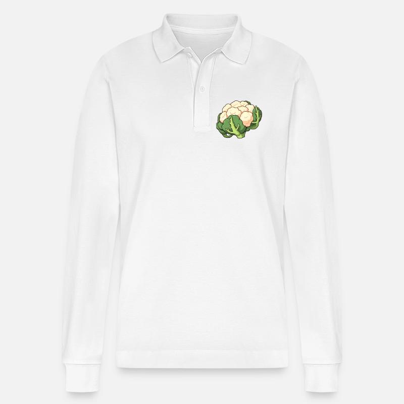 Blumenkohl - Stanley/Stella Unisex Bio-Langarm-Poloshirt Prepster - Weiß