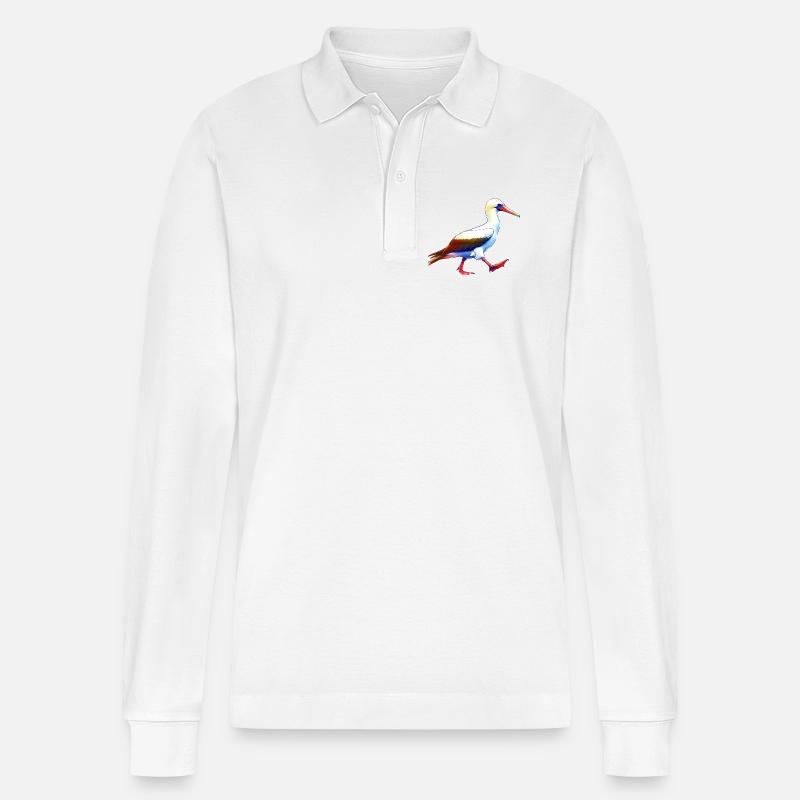 Nazca booby gift - Stanley/Stella Organic Unisex Long-Sleeved Polo Shirt Prepster - white