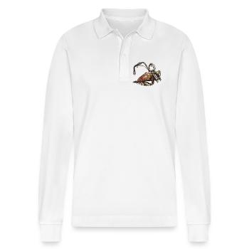 Flames Skull Motorcycle - Stanley/Stella Organic Unisex Long-Sleeved Polo Shirt Prepster - white - Front - Anna (173cm) & Nico (186cm)