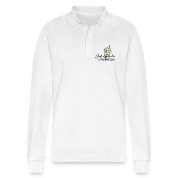 Only one girl loves matcha - Stanley/Stella Organic Unisex Long-Sleeved Polo Shirt Prepster - white - Front - Anna (173cm) & Nico (186cm)